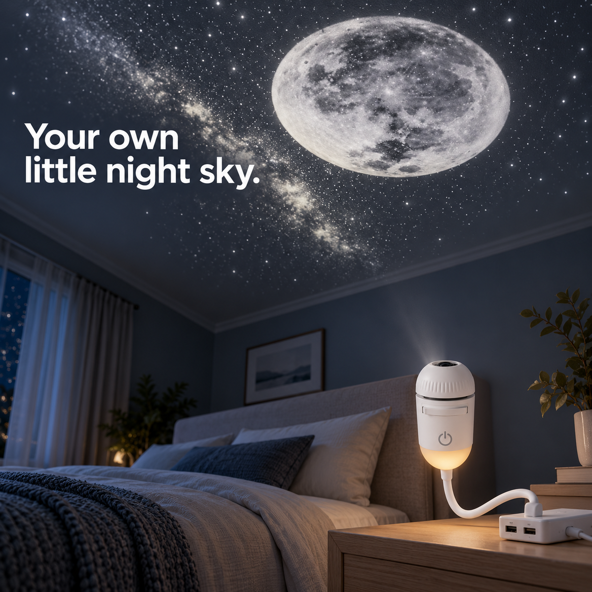Mini Galaxy Star Projector — 2-in-1 USB Night Light Black