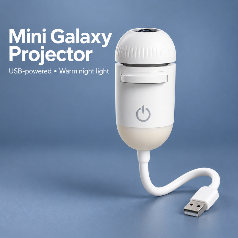 Mini Galaxy Star Projector — 2-in-1 USB Night Light Black