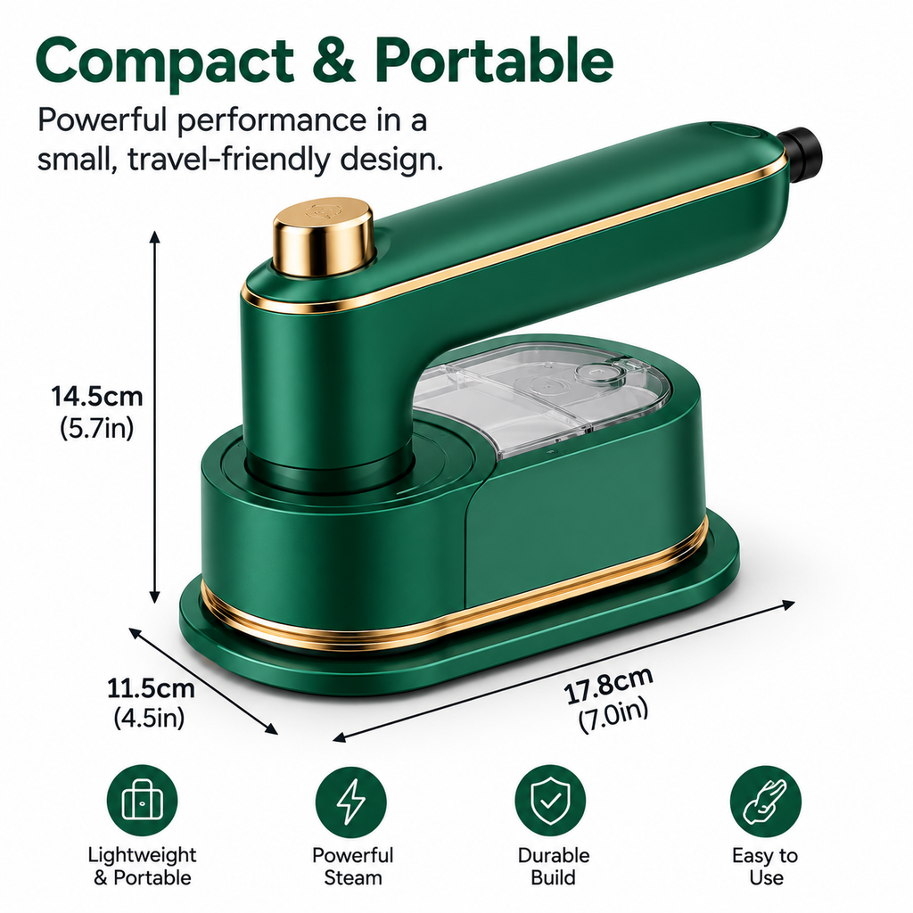 3-in-1 Mini Steam Iron – Portable Clothes Steamer