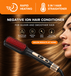 RAF Electric Hair Straightener Brush – Fast Heating Anti-Frizz Styling Comb