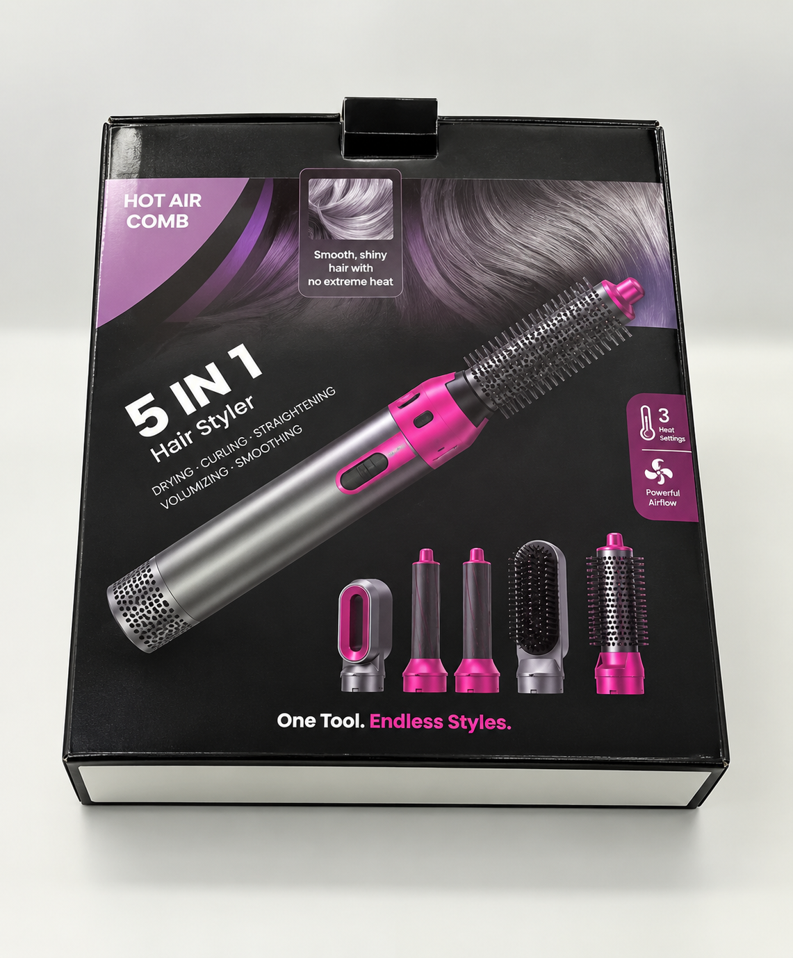 5-in-1 Hot Air Brush Hair Styler – Dryer, Curler, Volumizer & Smoothing Brush