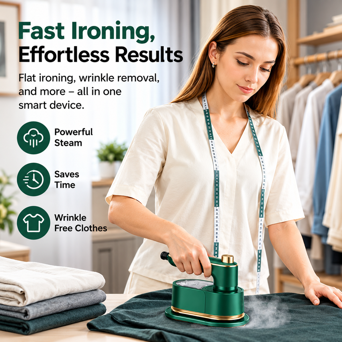 3-in-1 Mini Steam Iron – Portable Clothes Steamer