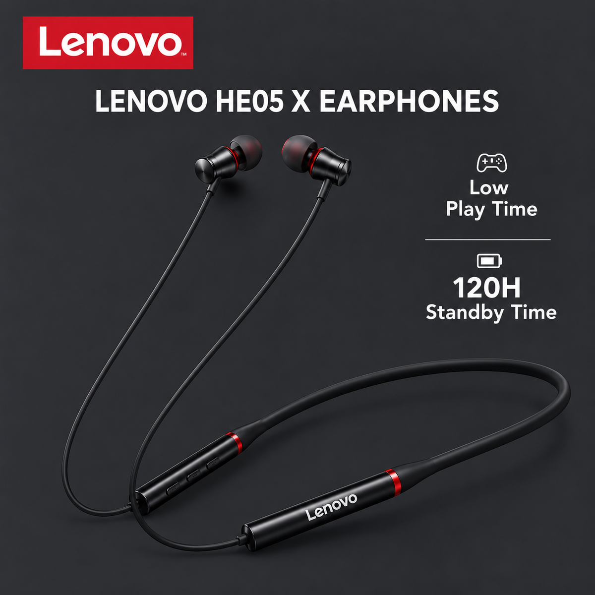 Lenovo - Hanging Neckband Wireless Headphones