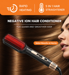 RAF Electric Hair Straightener Brush – Fast Heating Anti-Frizz Styling Comb