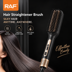 RAF Electric Hair Straightener Brush – Fast Heating Anti-Frizz Styling Comb