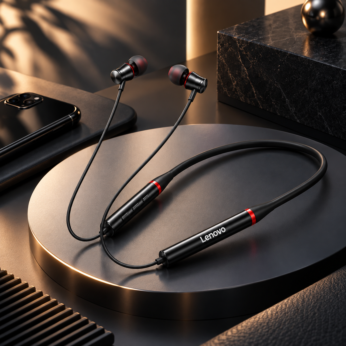 Lenovo - Hanging Neckband Wireless Headphones